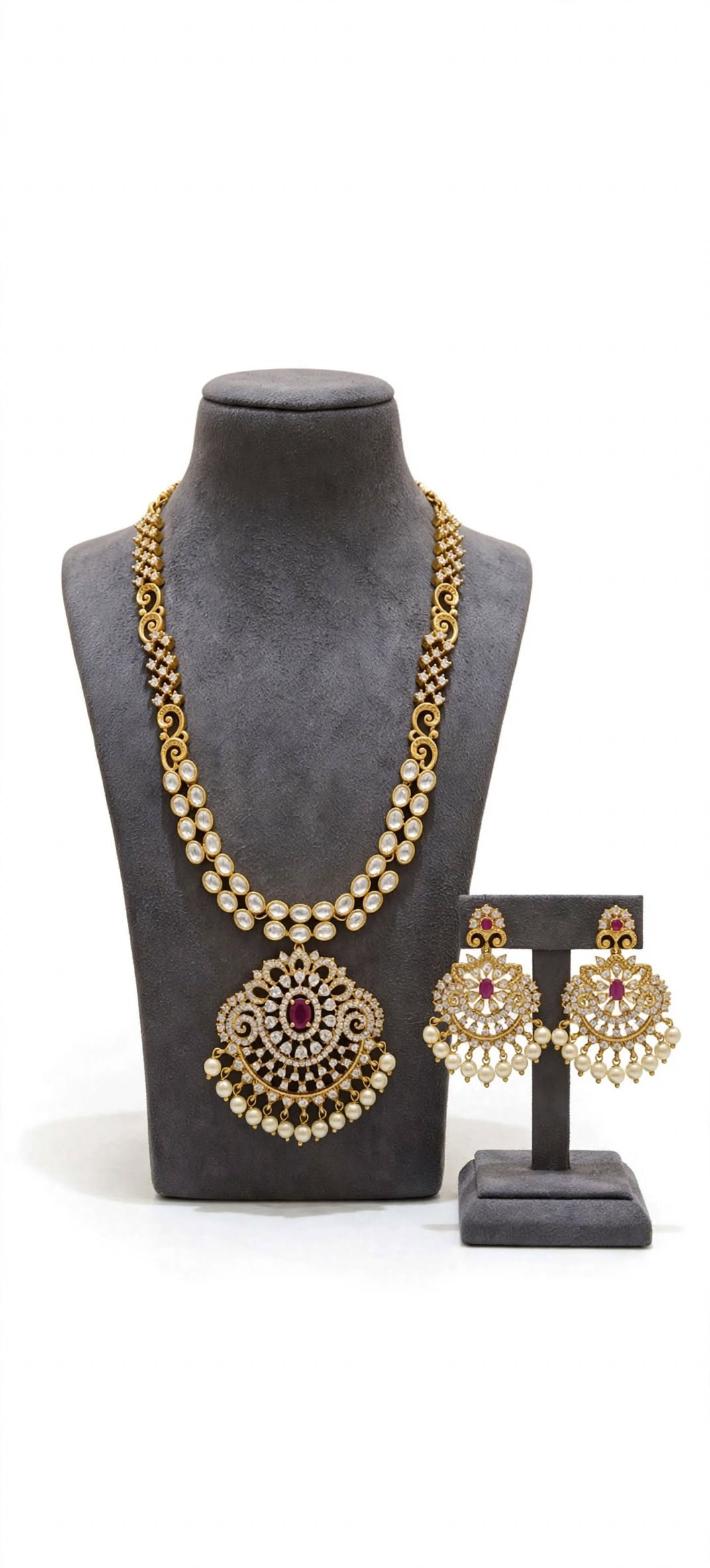 Gulabi Noor Pearl-Drop Bridal Necklace Set