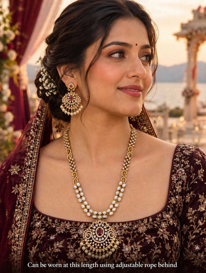 Gulabi Noor Pearl-Drop Bridal Necklace Set