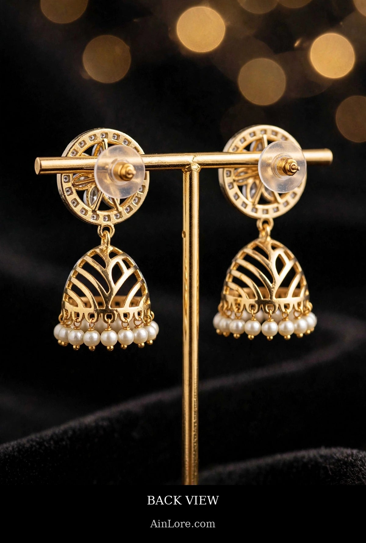 Gulbahar polki style Gold-Plated Jhumki Earrings