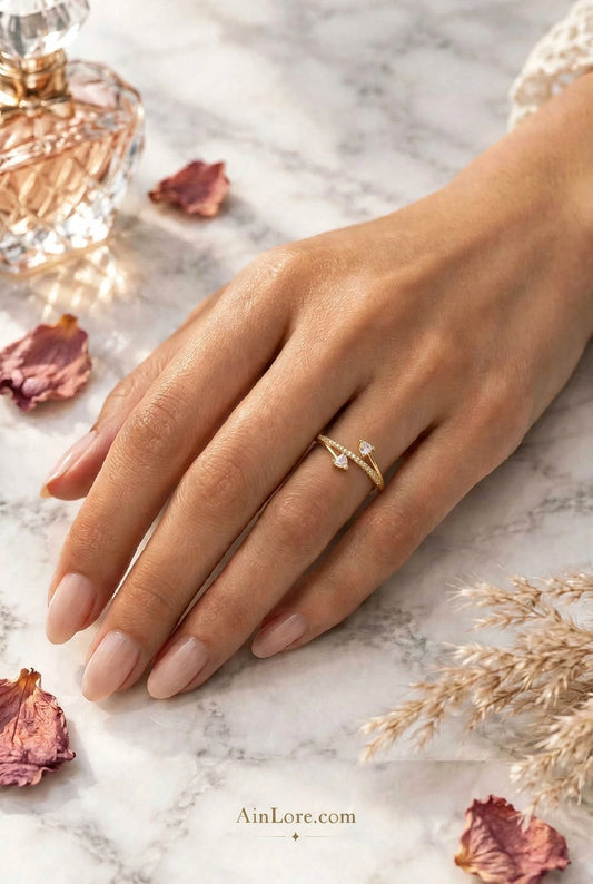 Toi et Moi: Heart-to-Heart AD adjustable Ring