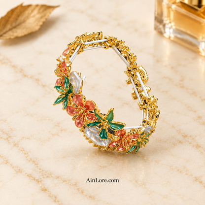 Upright floral bracelet on marble