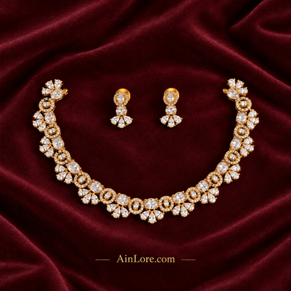 White Zirconia Riviera — Burgundy Fabric Flat-lay